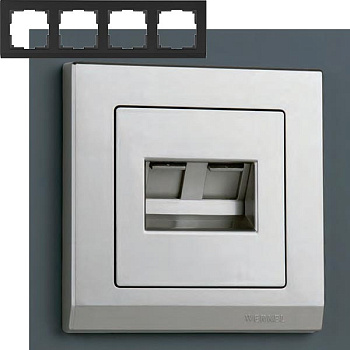 Рамка 4п WL04-Frame-04 Stark Серебряный WERKEL a031805