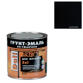 Грунт-Эмаль по ржавчине  черный, 0,75л 20412