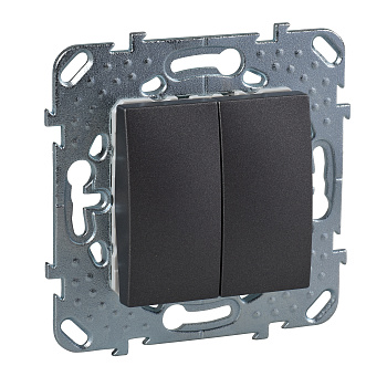 SE Unica Механизм выключателя 2кл. графит MGU5.211.12ZD