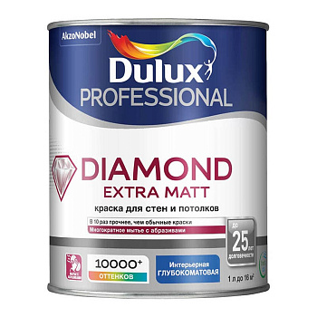 Краска ВД DULUX TRD DIAMOND Extra MATT база BС 0,9л д/стен и потолков 5273954