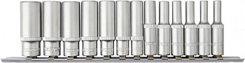 Набор головок торцевых глубоких 1/4" DR на держателе 4-14мм 13 предметов 054357 (S11S2113SM)