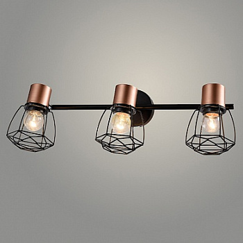 Спот 19521/3 BK+COPPER черный/медь 3x40W E27 h160