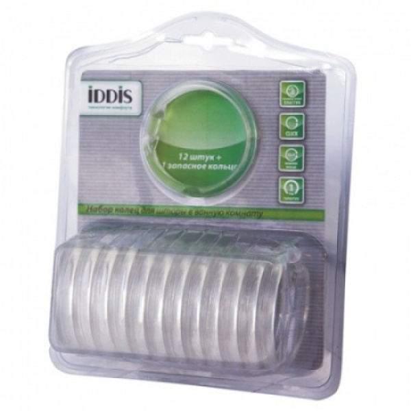 Набор колец д/штор в ван.комнату Transparent IDDIS RID010P