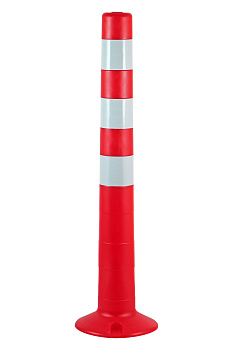 Столбик сигнальный упругий 750мм с 3-мя с/о полосами (Красный) ССУ-750