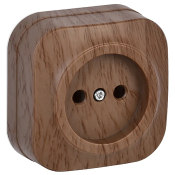 Розетка 1ОП без з/к 250В 10А ДУБ РС20-2-ХД IP20 GLORY IEK ERH10-K24-10