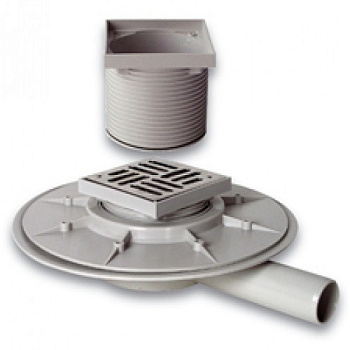 Водосток горизонтальный 150х150х50 сухой сифон, решетка РР (4882)