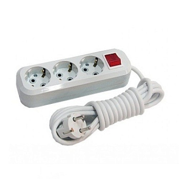 Евроудлинитель VKL 3 гнезда 5м с Выкл ПВС 3х1 2.2кВт 10A 1200404