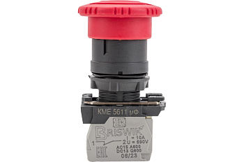 Кнопка ГРИБ КМЕ 5611 1НО+1НЗ КРАСНЫЙ С Фиксацией 10A IP65 Briswik