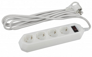 Сетевой фильтр с выкл 4 розеток 1,5м 10А Белый ПВС 3х0,75 ЭРА USF-M-4es-1.5m-W Б0019741