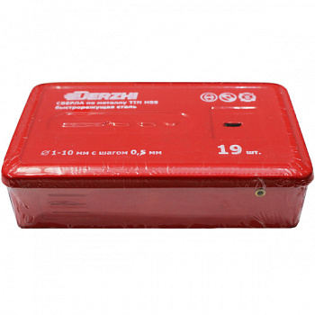 Набор сверл DERZHI по металлу HSS TIN 19шт 8302-003