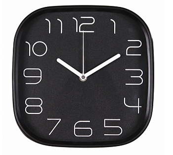 2500-005 (10) Часы настенные квадрат 25х25см, корпус чёрный, Классика