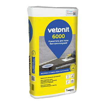 Ровнитель для пола быстросохнущий weber.vetonit 6000 25 кг (60шт)