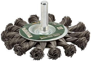 Корщетка-колесо, со штифтом, стальная витая проволока Ø75мм 38585