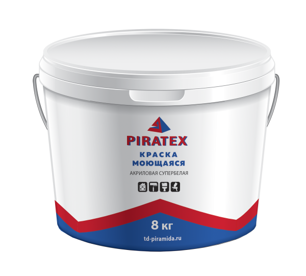 Краска ПИРАТЕКС  д/наружн.и внутр.работ супербел.моющая 8кг