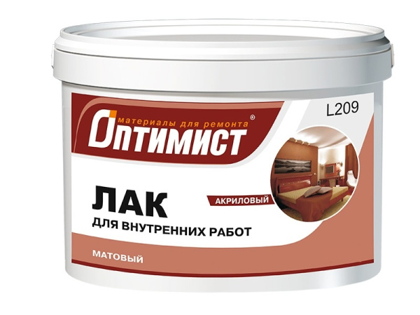 Лак акрил.матовый для вн.раб.бесцв. L 209 "Оптимист"3кг