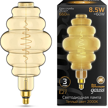 Лампа LED 8,5W ФИЛАМЕНТ HONEYCOMB 660Lm E27 2000К GAUSS 161802105