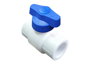 Кран шар. ППР 25 полупроходной с синей ручкой (60/15) (Valfex) БЕЛЫЙ "ВАЛФ-РУС"