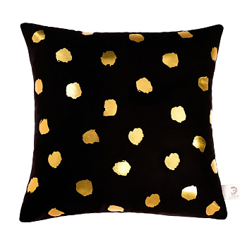 Подушка декоративная "Этель" Горошек чёрный, 40х40 см, велюр, 100% п/э   4579999