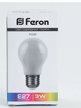 Лампа LED Шар 3W E27 RGB LB-375 FERON