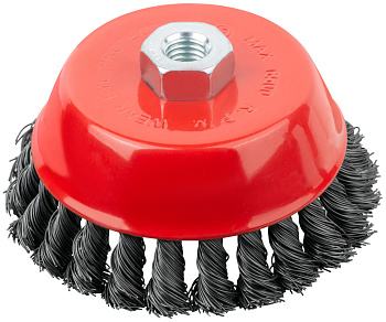 Корщетка-чашка, гайка М14, стальная витая проволока Ø125мм 39469