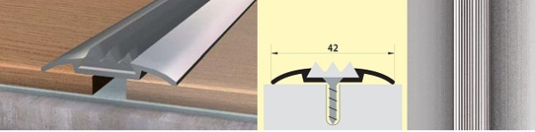 Стык 42x0,9 с резин. вставкой алюминий 