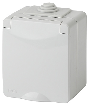 Евророзетка 1ОП 16А з/к СЕРАЯ С КРЫШКОЙ ЭКСПЕРТ ЭРА IP65 11-2601-03 (1/5) Б0035988