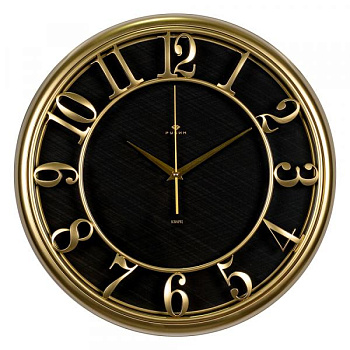4141-003  (5) Часы настенные круг d=41 см, корпус золото  Текстура дерева