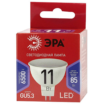 Лампа LED MR16 11W 210-240V 6500K 880Lm GU5,3 Red line ЭРА Б0045347 ост