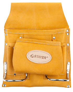 Сумка поясная "STAYER" для инструментов кожаная 8 карманов 38515