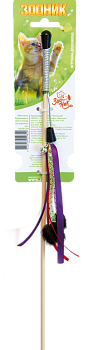 Игрушка-дразнилка д/кошек Меховые бубенчики с ленточками на веревке 50см Зооник 60283-00 142155
