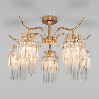 10119/5 Потолочный светильник золото/прозрач. хрусталь Strotskis EUROSVET