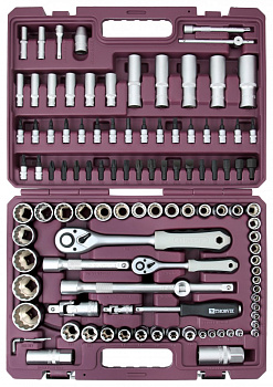 Набор инструмента универсальный 1/4"-1/2" DR с головками 12-гранными 108 пред. 052809/54013