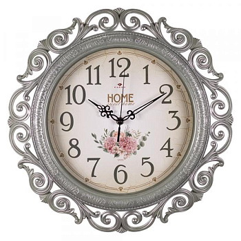 4126-010 (5) Часы настенные круг ажурный d=40,5см, корпус оливковый с серебромКлассика