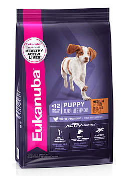 Eukanuba Паппи Медиум Брид<12м 0,8кг ЧЗ