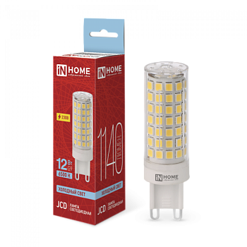 Лампа светодиодная LED-JCD 12Вт 230В G9 6500К 1140Лм IN HOME 4690612060330 