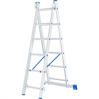 Лестница двухсекционная, алюминиевая "Сибртех" 2х6 ступеней 97906