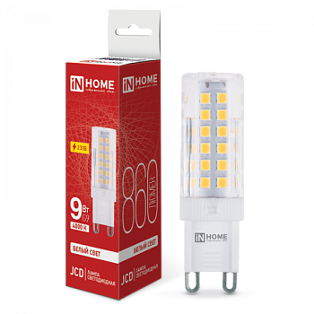 Лампа светодиодная LED-JCD 9Вт 230В G9 4000К 860Лм IN HOME 4690612036380 