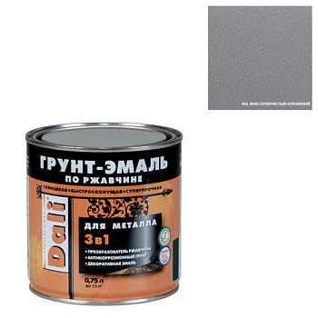 Грунт-Эмаль по ржавчине серебристый алюминий, 0,75л 20482