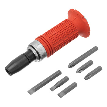 Отвертка ударно-поворотная "Matrix" 1/2" набор бит 6шт обрезиненная ручка 11579