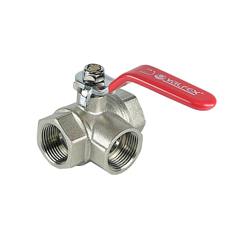 Кран шар. трехходовой VALFEX ВР1/2"хВР1/2"хВР1/2" НИКЕЛИРОВАННЫЙ (40/8) VF.360.N.012