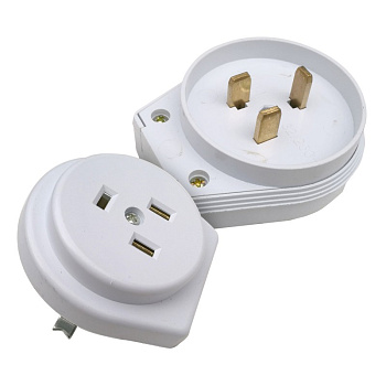 Разьем РВШ 32-002 220В 2P+E Пластиковый Белый IN HOME 9123