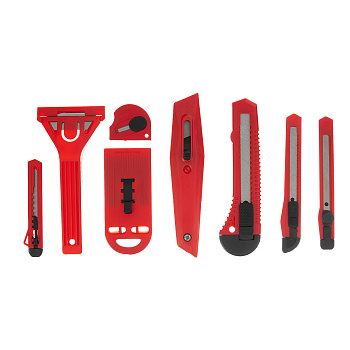 Набор ножей "Matrix" выдвижные лезвия, 9мм-3шт, 18мм-2шт, скребки 40 и 52мм 78991