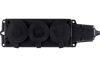 Колодка удлинителя Каучук 3гн с/з 16A Черная с крышкой IP54 4103 (1/12) NE-AD