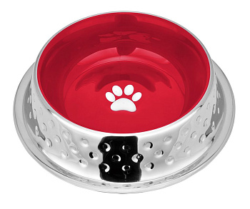 Миска Candy красная противоскользящая металл 0,25л Зооник 140223