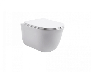 AQ1111-00 КЛАССИК Унитаз подвесной безободковый 525*365*340, тонкое сиденье с механизмом плавного за