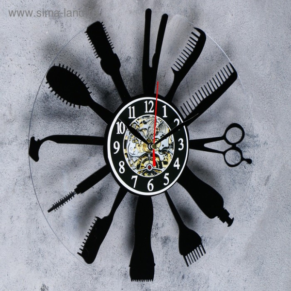 Часы настенные интерьерные Парикмахерская 30х30см плавный ход 3620968