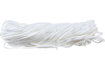 Шнур полиэфирный ПЭф плетеный 8-и прядный Ø6мм белый в отрезках по 25м
