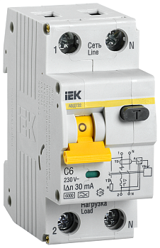 АВДТ32 2П 6А/30мА 6kA электронный IEK