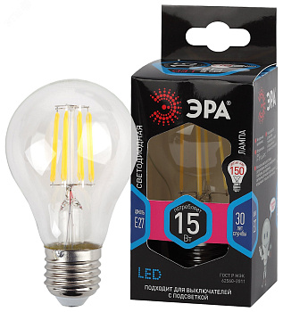 Лампа LED-A60 DECO 15W 220В Е27 4000К 1950Лм прозр. ЭРА Б0046983