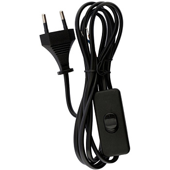 Шнур с электр. вилкой и прох. выкл.1,8м Черный ШВВП 2*0,75 REXANT 11-1134